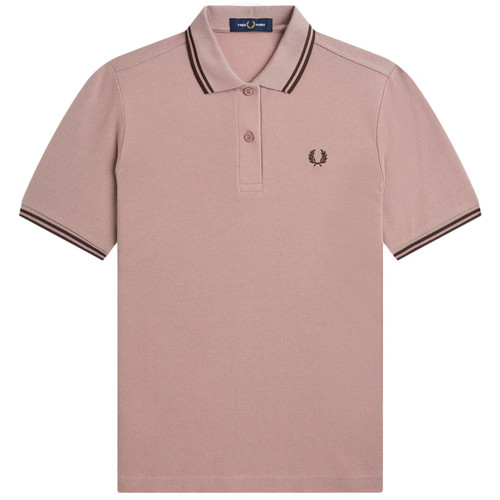 Fred Perry G3600 Twin Tipped Polo Shirt in Dark Pink and Tobacco G3600 S52