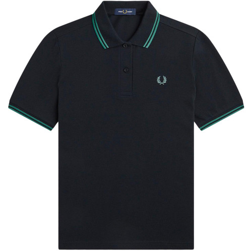 Fred Perry G3600 Twin Tipped Polo Shirt in Black and Deep Mint G3600 756 