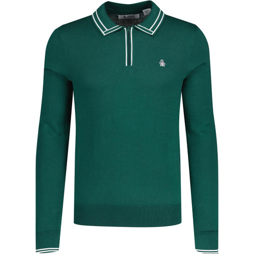 original penguin mens long sleeve quarter zip tipped polo neck top june bug green original penguin mens long sleeve quarter zip tipped polo neck top june bug green