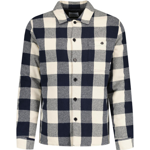 farah vintage mens bergamo buffalo check button front overshirt fog black