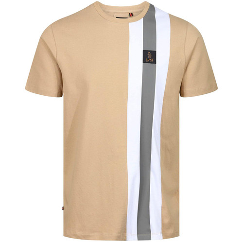 Luke Edale Mod Racing Stripe Tee in Biscuit