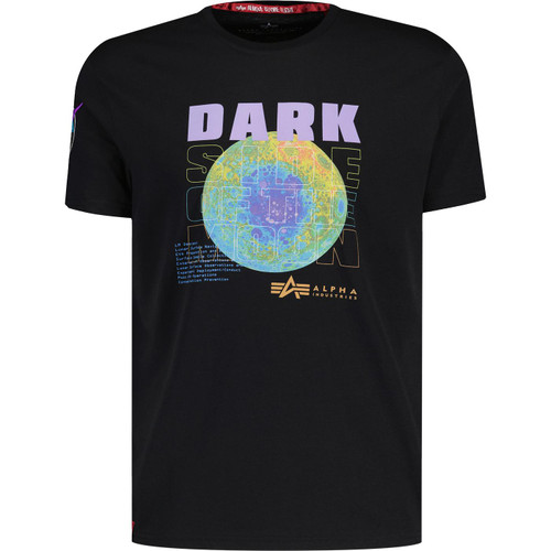 alpha industries mens dark side large print crew neck tshir black neon purple