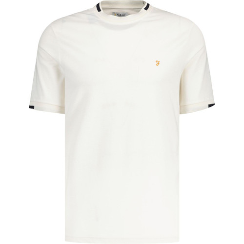 farah vontage mens bedingfield tipping crew neck tshirt ecru