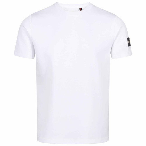 Luke Mcavoy Retro Crew Neck T-shirt in White with detachable Badge Detail M680105