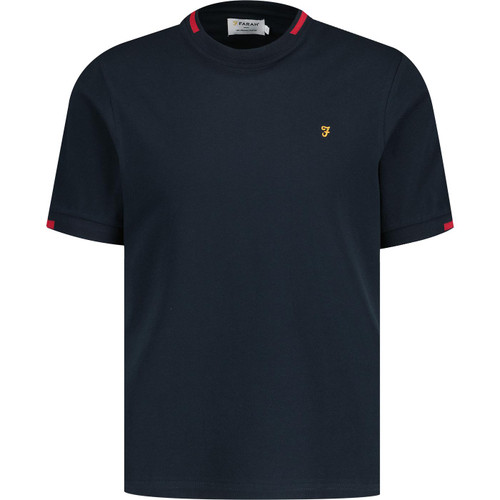 farah vintage mens bedingfield tipping crew neck tshirt navy
