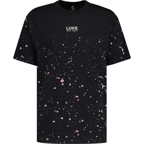 Luke St Kitts 90s Baggy Era Relaxed Fit Paint Splash T-shirt in Black