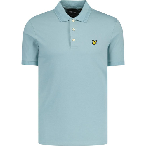 lyle and scott mens retro mod rally tipped pique polo tshirt slate blue