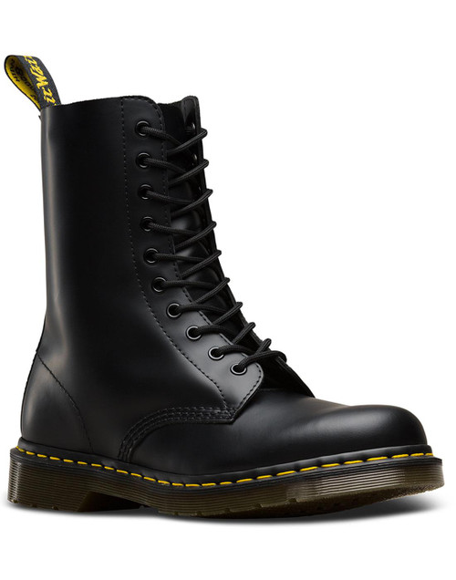 Dr Martens Men's 1490 Mod Revival Punk 10 Eyelet Lace Up Boots in Black Leather