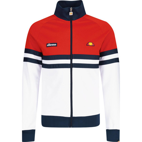 ellesse mens rimini retro 80s casuals funnel neck zip track top red navy