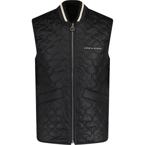 lyle and scott mens quilted twin tipped zip gilet jet black