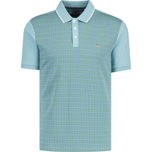 original penguin mens jacquard basket weave polo tshirt tourmaline green
