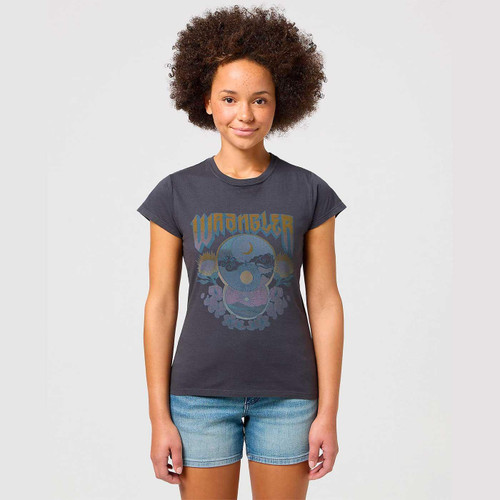 wrangler Women's Shrunken Band Tee in Faded Black 112351918
