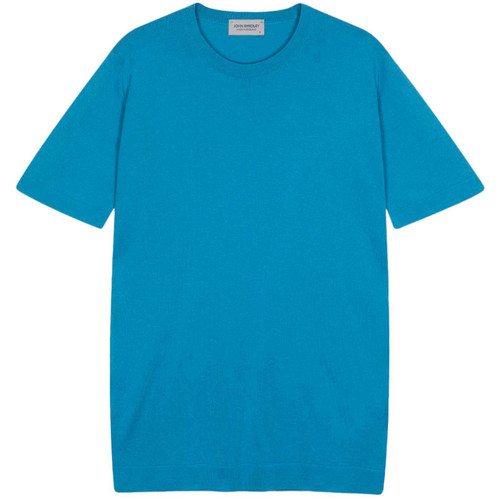 John Smedley Lorca Mod Knitted T-shirt in Summer Sky