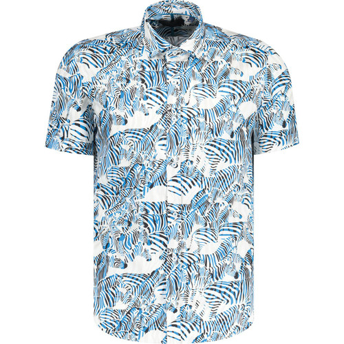 guide london mens zebra print short sleeve shirt white blue
