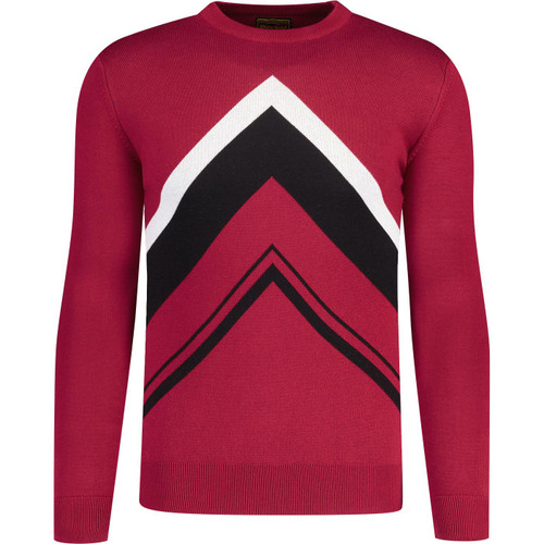 ska and soul mens letterman gallagher chevron crew neck jumper blood red