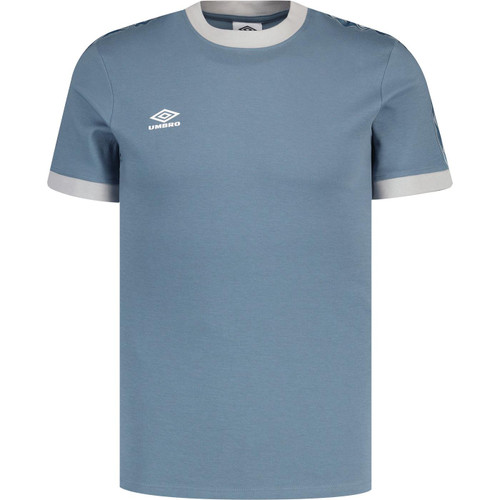 umbro mens retro 80s shoulder taped crew neck tshirt blue mirage