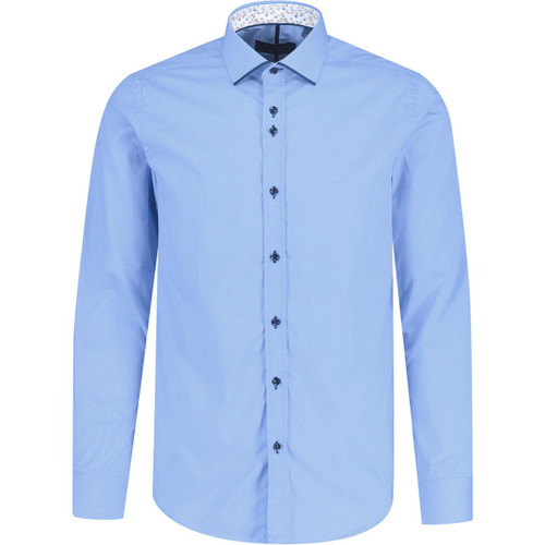 guide london mens panelled collar end on end plain coloured long sleeve shirt sky blue navy