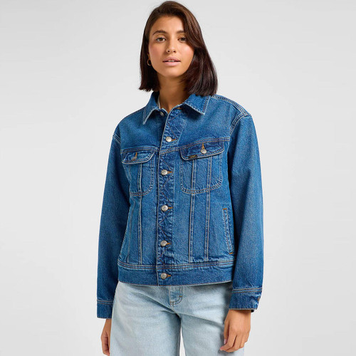 Lee Jeans Women's Loose Rider Relaxed Fit Retro Denim Jacket With Back Design