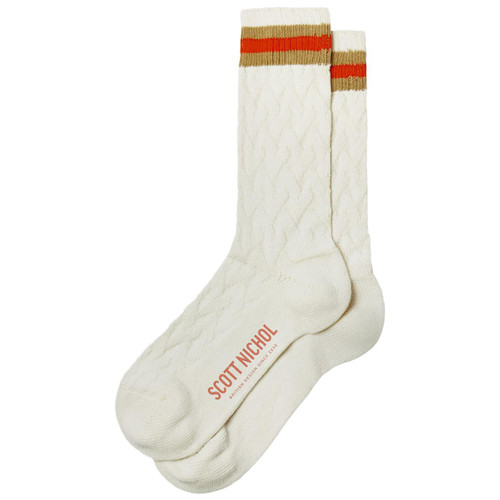 Pantherella Made in England Preppy Stripe Socks in Cream YS3019 0001