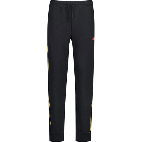 umbro mens retro 80s side piping detail panelled joggers black red gold