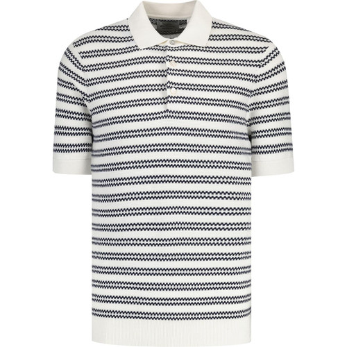 ben sherman mens mod jacquard stripe knitted polo tshirt white black