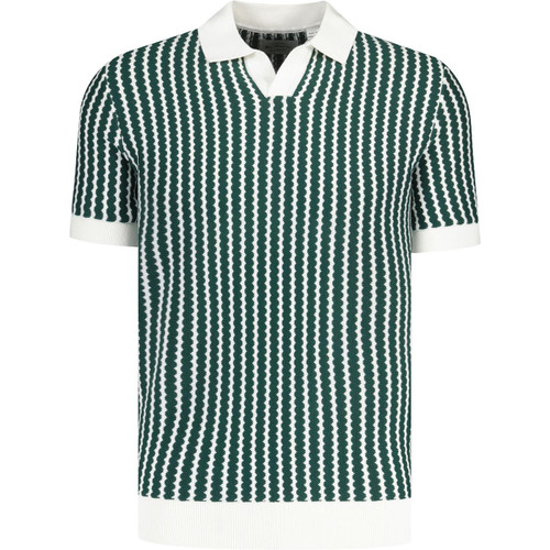 ben sherman mens mod jacquard vertical wave v neck polo tshirt snow white green