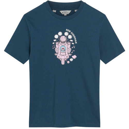 Ben Sherman Mod Scooter Print T-Shirt in Indigo 1012527 180