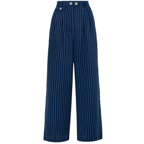 Hell Bunny Costello Pinstripe Wide Leg Trousers in Navy H50371