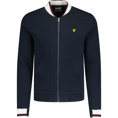 lyle and scott mens half tipped zip jersey bomber jacket dark navy