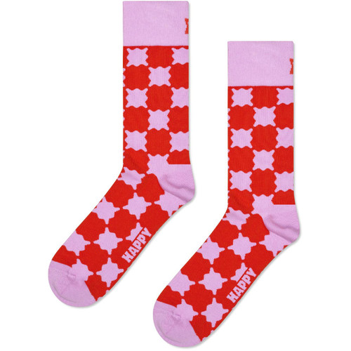 Happy Socks Wobbly Check Socks in Purple/Red P002618-5000