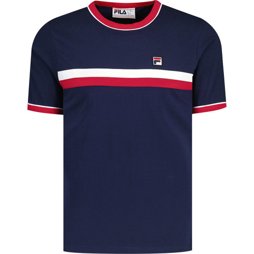 Fila Vintage Razee Chest Stripe 70s Tee in Navy LM181K91 410
