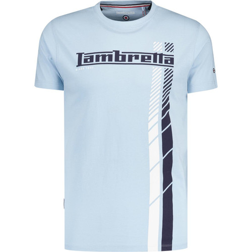 lambretta clothing mens 60s fade racing stripe scooter print tshirt sky blue