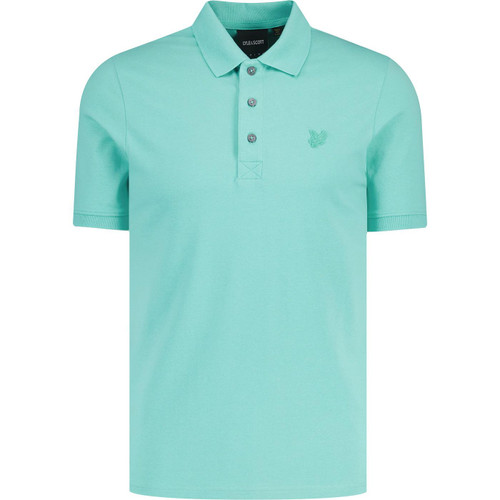 lyle and scott mens tonal eagle plain colour superfine polo tshirt deep aqua