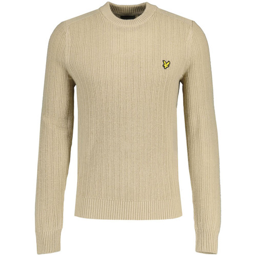 Lyle and Scott Lambswool Blend Ribbed Crew Neck Jumper in Stone KN2212V Z151