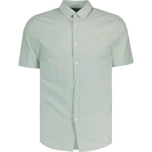 farah vintage mens brewer retro mod short sleeve oxford shirt grove green