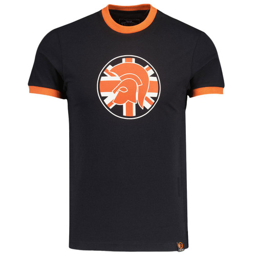 Trojan Union Jack Helmet Logo Ringer T-shirt in Black and Orange TC1046
