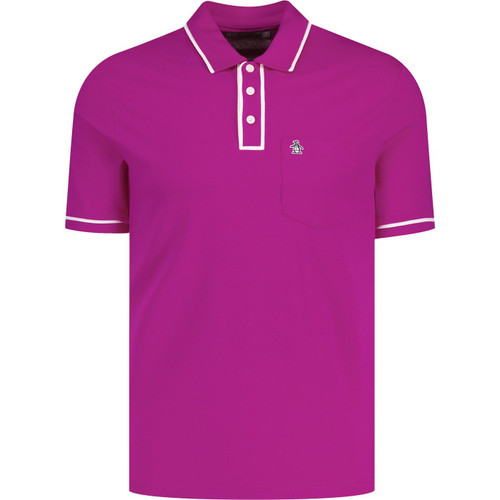 original penguin mens earl tipped sticker pete polo tshirt vivid viola