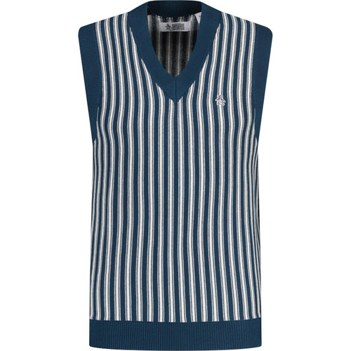 original penguin mens vertical stripe knitted v neck vest teal ecru