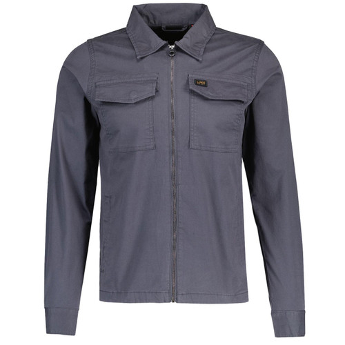 Luke Corinth Men's Zip Through Military Shirt Jacket in Charcoal