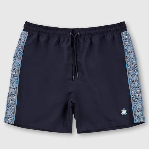 Pretty Green Eclipse Taped Swim Shorts in Navy