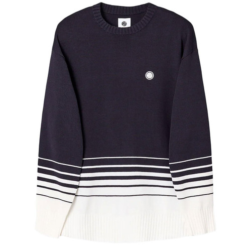 Pretty Green Retro Gradient Stripe Knitted Jumper in Navy Pretty Green Retro Gradient Stripe Knitted Jumper in Navy