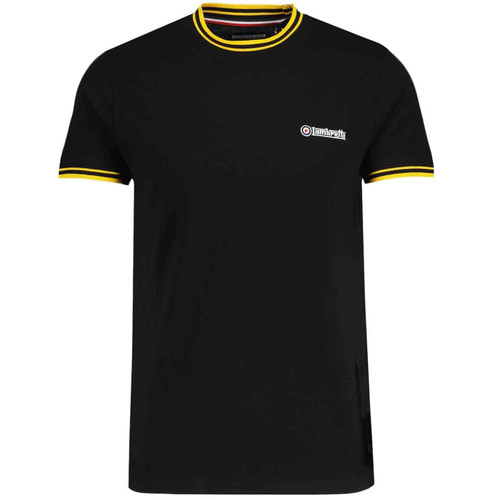 Lambretta Retro Mod Twin Tipped Pique T-Shirt in Black/Gold