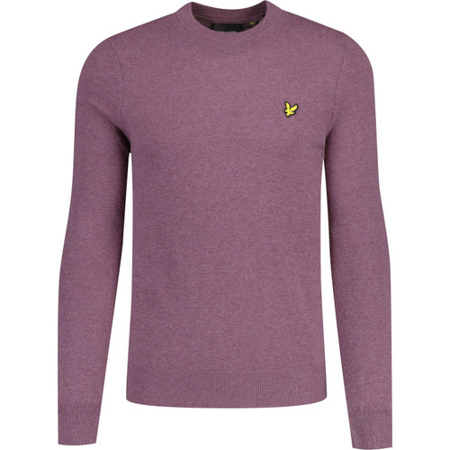 lyle and scott mens lambswool blend crew neck knitted jumper mauve marl