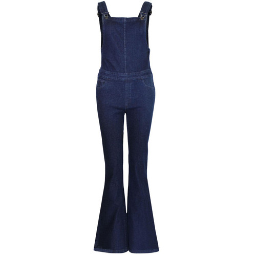 Madcap England Retro 1970s Dungaree Bib Flare in Blue