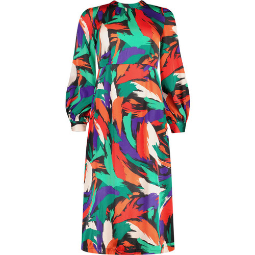 louche womens avion hofmann multicolour abstract paint strokes print long sleeve midi dress black green red