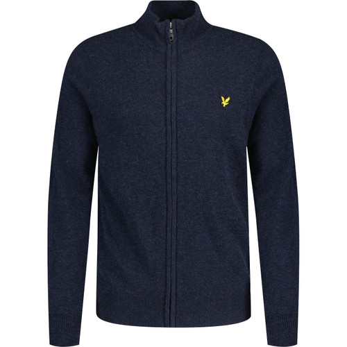 lyle and scott mens lambswool blend zip through cardigan dark navy