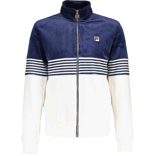 Merrick Stripe Velour Track Jacket in Navy by Fila Vintage 
