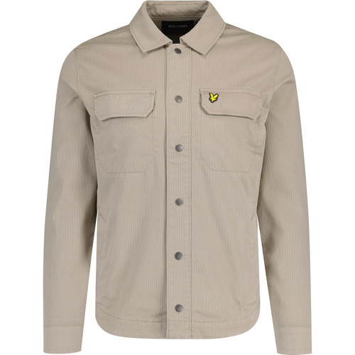 lyle and scott mens bedford retro needle cord button front overshirt heritage taupe