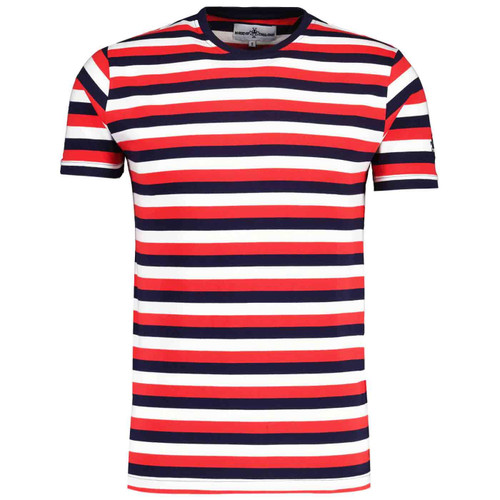 Beatwave Retro 70s Stripe T-shirt in Red/Navy/White by Madcap England MC1121