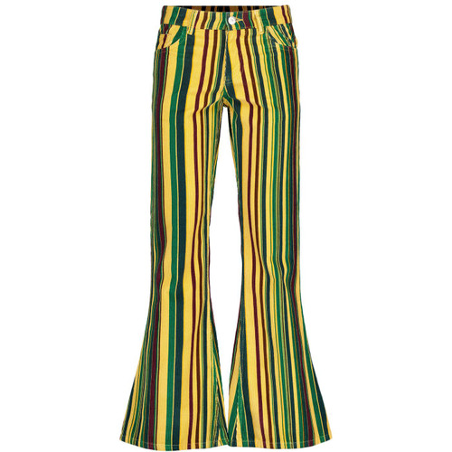Madcap England Killer Stripe Retro 70s Corduroy Flares in Yellow Cream MC504
